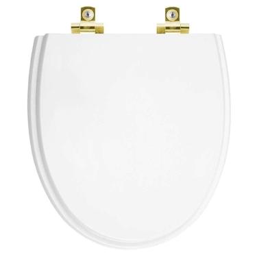 Imagem de Assento Sanitário Soft Close Eros Branco Para Vaso Incepa Com Ferragem Dourada