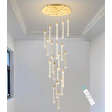 Imagem de dolria Lustre De Cristal Led Moderno Com 20 Luzes, Longo, Grande, Espiral, Teto Alto, Lustre Para Escada, Hall De Entrada