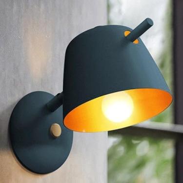 Imagem de Luminária de parede Simplicity Metals Macarons com chapéu pequeno Criatividade com base em três tons para sala de jantar, corredor, cozinha, quarto e escadas (verde)