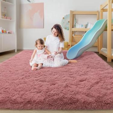 Imagem de Ailyei Tapetes grandes de 20 x 25 cm para sala de estar, ultramacio, rosa blush, grande, felpudo para quarto de meninas, crianças, tapete de pelúcia moderno e fofo para decoração de quarto, dormitório