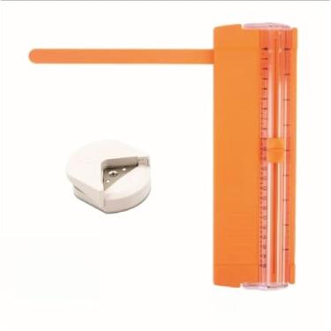 Imagem de Kit Guilhotina Portátil Cortador De Papel A5 + Mini Arredondador de Canto de Folhas(1 KIT LARANJA COM BRANCO)