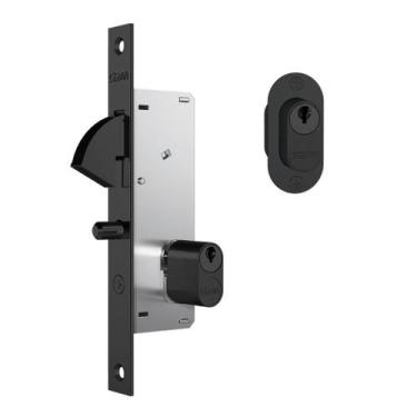 Imagem de Fechadura Para Porta De Correr 940 Cilindro 52mm - Stam, Preto Fosco