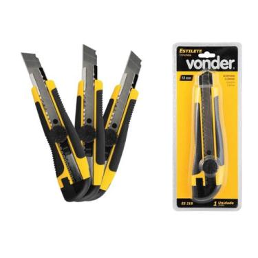 Imagem de Estilete Profissional Emborrachado Vonder 18mm Kit 03 Unidade 
