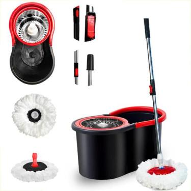 Imagem de Mop Esfregão Giratório 360 Balde C/ Roda 1 Refil Cesto Inox - Mop gira