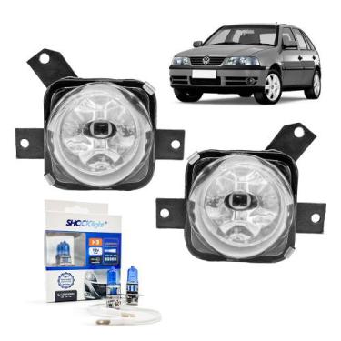 Imagem de Par Farol de Milha Gol G3 + Lâmpada H3 Superbranca 8500K - SHOCKLIGHT