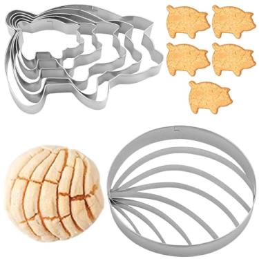 Imagem de ZJIVQO Conjunto de moldes de cortador de pão mexicano de aço inoxidável, cortador de biscoito de porco, cortador de pão mexicano para assar