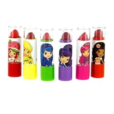 Imagem de Kit de Batom Infantil para Meninas, 6 Peças, Tema Princesas ou Moranguinho (Kit Moranguinho, Normal)