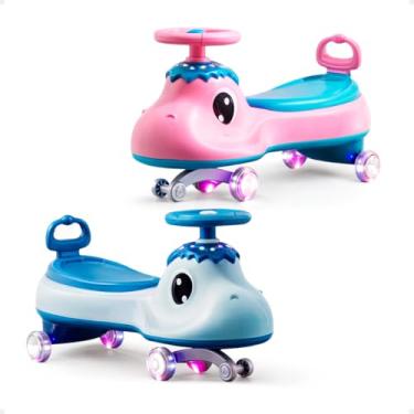 Imagem de Carrinho Rolimã Super Car Dino Azul Infantil Com Led e Som Suporta 100kg Gira 360º Menino Andador Infantil Passeio