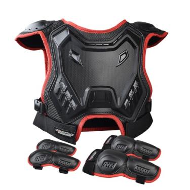 Imagem de CHCYCLE Roupa De Proteção Para Motocicleta Infantil, Armadura Motociclista, Protetor Peito Com Joelheiras E Cotoveleiras Jovens, Mountain Bike, Ciclismo Patinação (Vermelho)