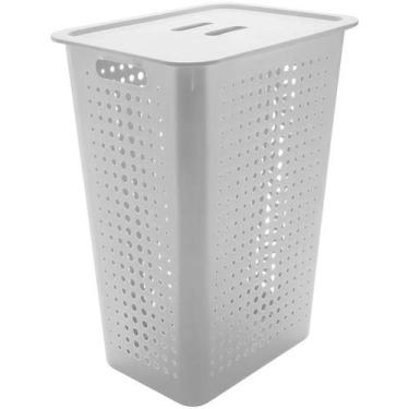 Imagem de Cesto de Roupas com Tampa 47L Branco Ou, U