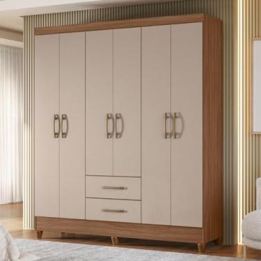 Imagem de Guarda Roupa Casal 6 Portas 2 Gavetas Panamá Moval, Carvalho/Fendi