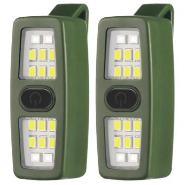 Imagem de Lembopo Pacote com 2 pequenas lanternas EDC recarregáveis, luzes de corrida com clipe para corredores, luzes de bicicleta de segurança para passear com cães à noite, acessórios de corrida com mãos