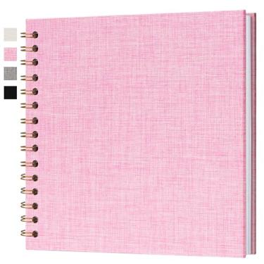 Imagem de Hiwhy Álbum De Fotos Diy 10X10" Com Capa Linho, Dura, Páginas Brancas, 20 Folhas, Pequeno Memórias Rosa