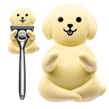 Imagem de Pishovi Organizador de barbeador de silicone fofo de silicone, ganchos à prova d'água para banheiro, toalha de cozinha, esponja de bucha, suporte de lâmina de parede, acessório de banheiro