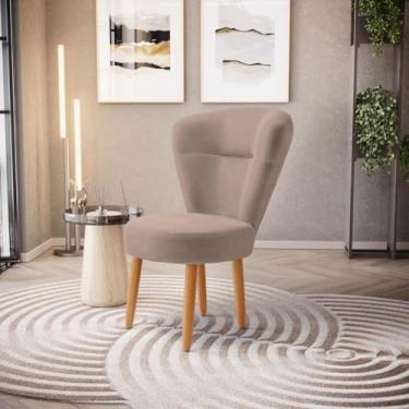 Imagem de Poltrona decorativa cadeira de jantar confortável Moderna resistente tecido veludo pés de madeira MOBLAN decor (ROSE)