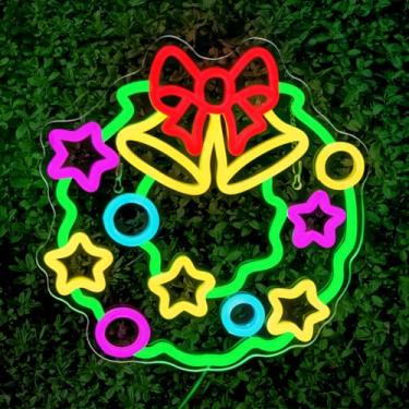 Imagem de Guirlandas de Natal, letreiros de néon, sinal de luz LED de Natal regulável, sinos de Natal, luz neon para festas de fim de ano, casa, bar, festival, decoração de parede, alimentada por USB