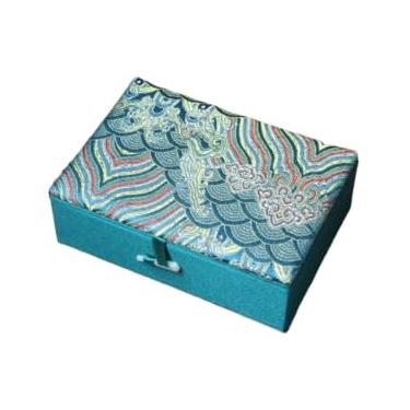 Imagem de Only My Live Home Caixas de armazenamento de colar retangular enchimento de algodão grandes chineses brocado de seda caixas de presente artesanato caixas de embalagem de gravata (verde, tamanho