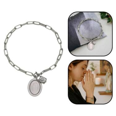 Imagem de Pulseira Cadeia Consagração Nossa Senhora do Guadalupe Corrente Inox -