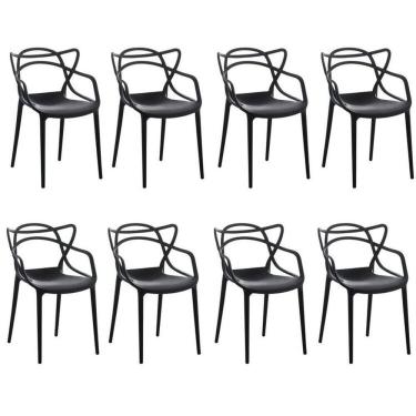 Imagem de Kit 8 Cadeiras Allegra Flex 85cmx54cmx56 Cm Preto