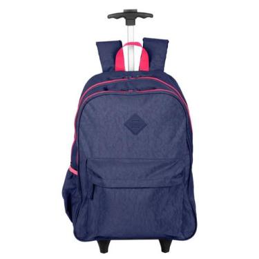 Imagem de Mochila Carrinho Externo Rolling Crinkle Azul Neon Sestini