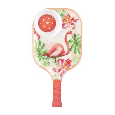 Imagem de UP ware Bandeja de lanche de melamina flamingo, travessa em forma de pickleball floral tropical para batatas fritas, salsa, frutas e aperitivos, 39 x 20 cm