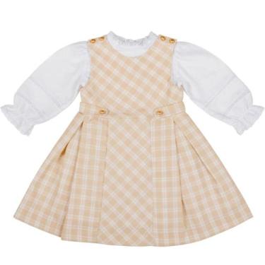 Imagem de Vestido xadrez com Camisa Infantil Papilloo, Amarelo, 8