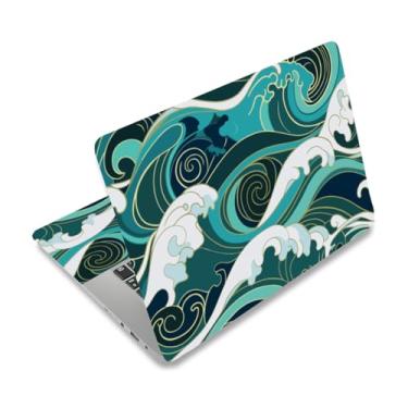 Imagem de PLIGREAT Green Waves Adesivos de pele de laptop reutilizáveis para netbook adesivos de vinil para PC, notebook, laptops, capa de teclado universal 30.5 cm 33.0 cm 33.8 cm 35.6 cm 15 polegadas capa