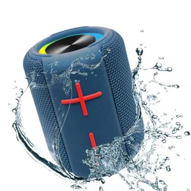 Imagem de Caixa de som Bluetooth sem fio, Caixa de Som Portátil, à prova d'água e Poeira IPX5 com luz RGB, com uma bateria potente de 1200 mAh,para Casa,Festa,Exterior,Praia (Azul)