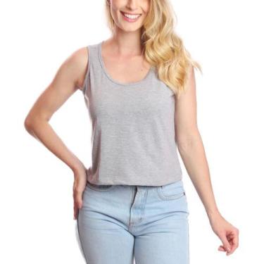 Imagem de Blusa Cropped Blusinha Feminina Tshirt Regata Basic Fashion, Cinza, GG