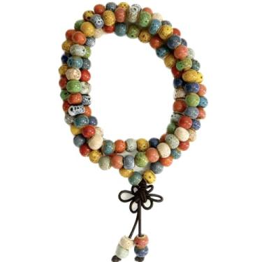 Imagem de Pulseiras Boho para mulheres, joias nativas americanas, colares coloridos de cerâmica boêmia com contas longas, acessório hippie, vintage, moda 2025, pulseira elástica para mulheres elegantes verão