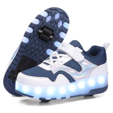 Imagem de HHSTS Sapatos infantis - Novos sapatos atualizados com rodas LED cor clara patins brilhantes sapatos de skate simples presentes infantis meninos meninas O melhor presente para festa, aniversário, dia