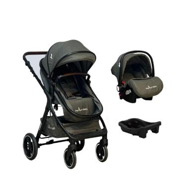 Imagem de Carrinho Kansas Trio Bebê Conforto e Base Premium Baby Cinza