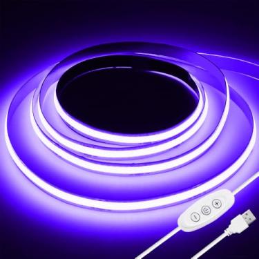 Imagem de Smacen Fita de luzes LED COB alimentadas por USB, luzes de LED roxas operadas por bateria, fitas de LED flexíveis de alto brilho para quarto, armário, festa brilhante, Halloween, decoração de casa DIY