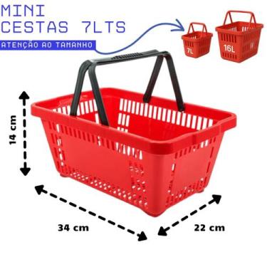 Imagem de KIT 12 Mini Cestas/Cestinhas Farmácia 34x22x14cm Cesta Mercado Loja 7l