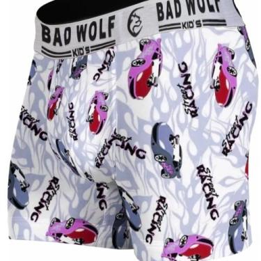 Imagem de Kit 05 cuecas Boxer Infantil em Microfibra - BAD WOLF, Lisa e estampad