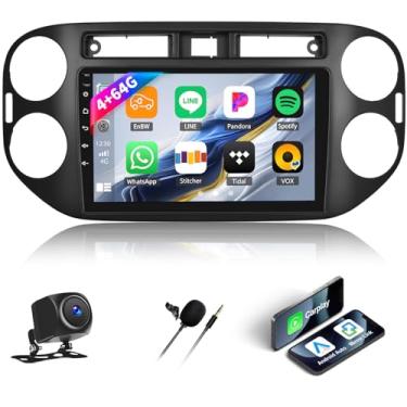 Imagem de [4+64G] Android 15 estéreo automotivo para VW Tiguan 2010-2021 com carro sem fio e Android Auto, rádio de carro de 23 cm com link espelhado, Bluetooth, FM/RDS WiFi, GPS, EQ, DSP SWC + AHD, câmera de