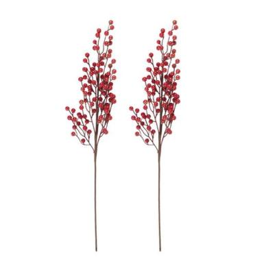 Imagem de 2 Galho Natalino Berries Bolinha Vermelha Árvore Natal 65Cm - Magizi