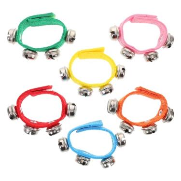 Imagem de HEMOTON 6 Peças de Sinos de Pulseira Pequenos, Sinos para Apertar As Mãos, Brinquedo Musical para Crianças, Brinquedos de Ritmo, Coordenação Olho-mão, Cores Sortidas, 7,08 Polegadas