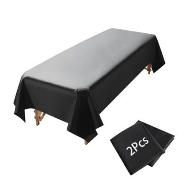 Imagem de Lençol de mesa de massagem, 221 x 129,5 cm PVC reutilizável tapete de cera impermeável para massagem lençol de cama (2 peças preto)