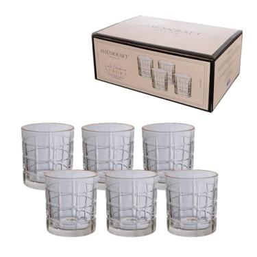 Imagem de Haüskraft- Copo baixo de vidro transparente com Borda Dourada Aurora 360ml 6 peças