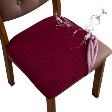 Imagem de YUEANG Capa de assento de cadeira impermeável para sala de jantar - conjunto de 6 capas protetoras de assento de cadeira de cozinha para banquete de restaurante em casa (vinho, grande)
