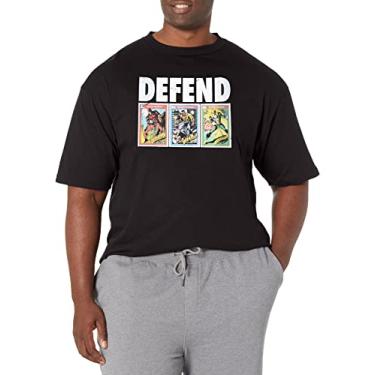 Imagem de Marvel Camiseta masculina Big & Tall Classic Core Defend manga curta, preta, 4GG, Preto