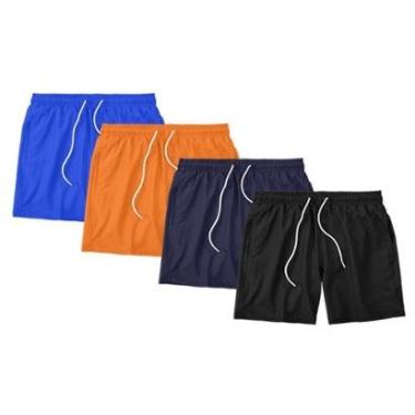 Imagem de Kit 4 Shorts Masculino Liso Básico Bermuda Tactel Água Praia Treino Academia Corrida-Masculino