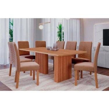 Imagem de Sala de Jantar Completa Ester Tampo Madeirado 210x100cm e 8 Cadeiras C