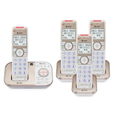 Imagem de AT&T Telefones sem fio para casa com secretária eletrônica, 4 aparelhos DECT 6.0 Bluetooth expansível, bloqueio inteligente de chamadas, identificador de chamadas, interfone e Bluetooth, conexão ao