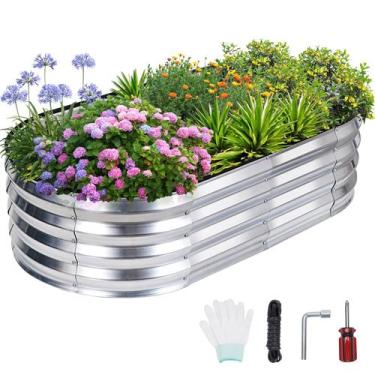 Imagem de Cama de jardim elevada 1MORE de metal galvanizado 120x60x30cm