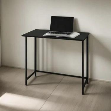 Imagem de Mesa Dobravel Star Multiuso Escrivaninha Aparador Preta MontadaSTARROS