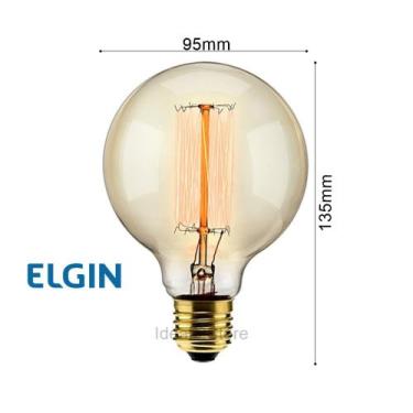 Imagem de Lâmpada G95 Filamento Carbono 40W 2000K Âmbar Elgin, 220V