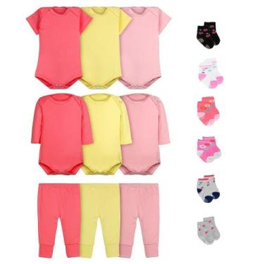 Imagem de Roupa de Bebê Body Calça Mijão e Meias Kit 15 Peças Feminino - DCP kid