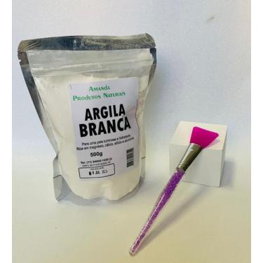 Imagem de Argila branca e pincel skincare - amanda produtos naturais 